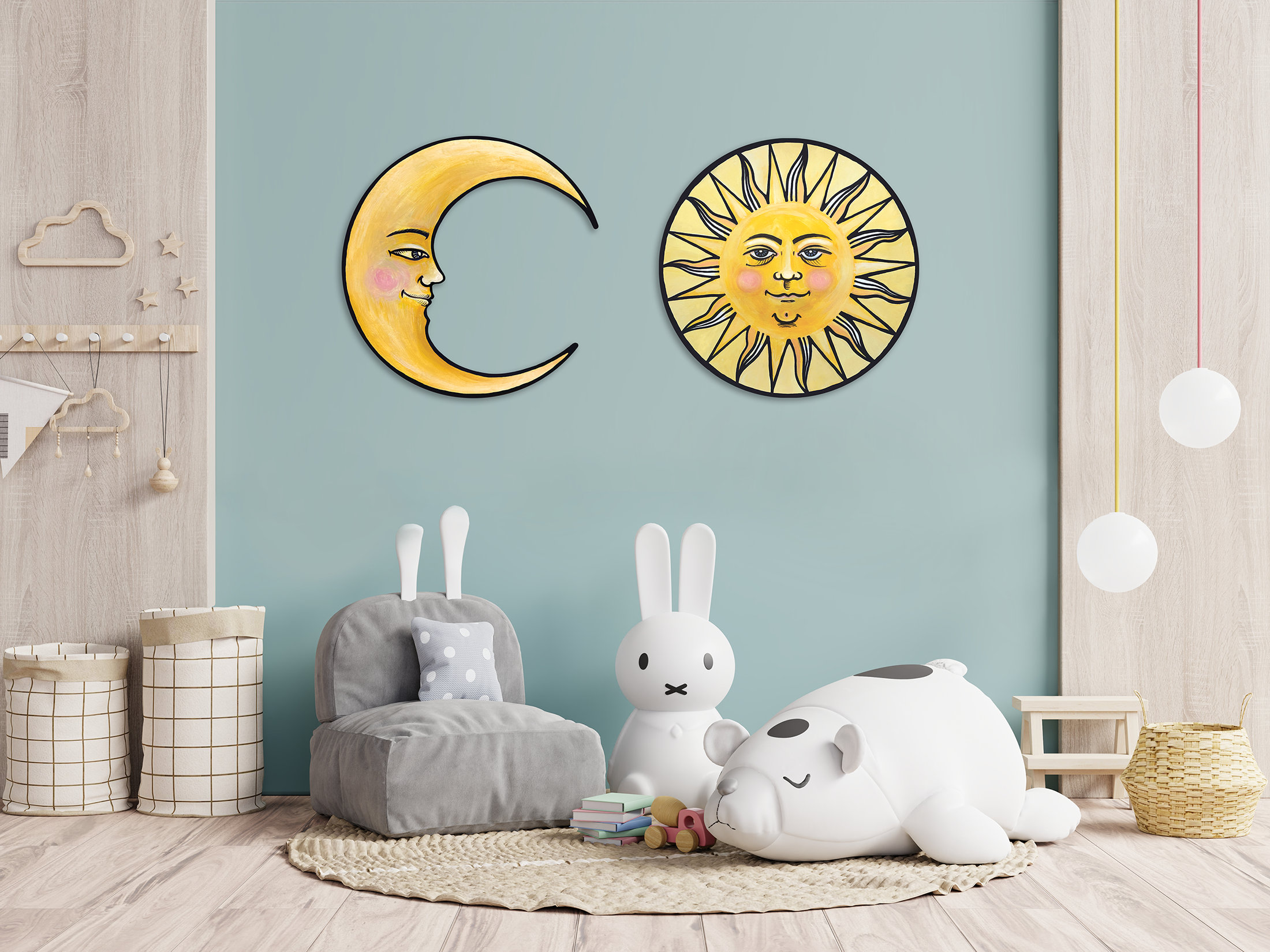 Arazzo Parete Sole E Luna Boho Con Farfalle - 130x150 Cm - Loussiesd - 2