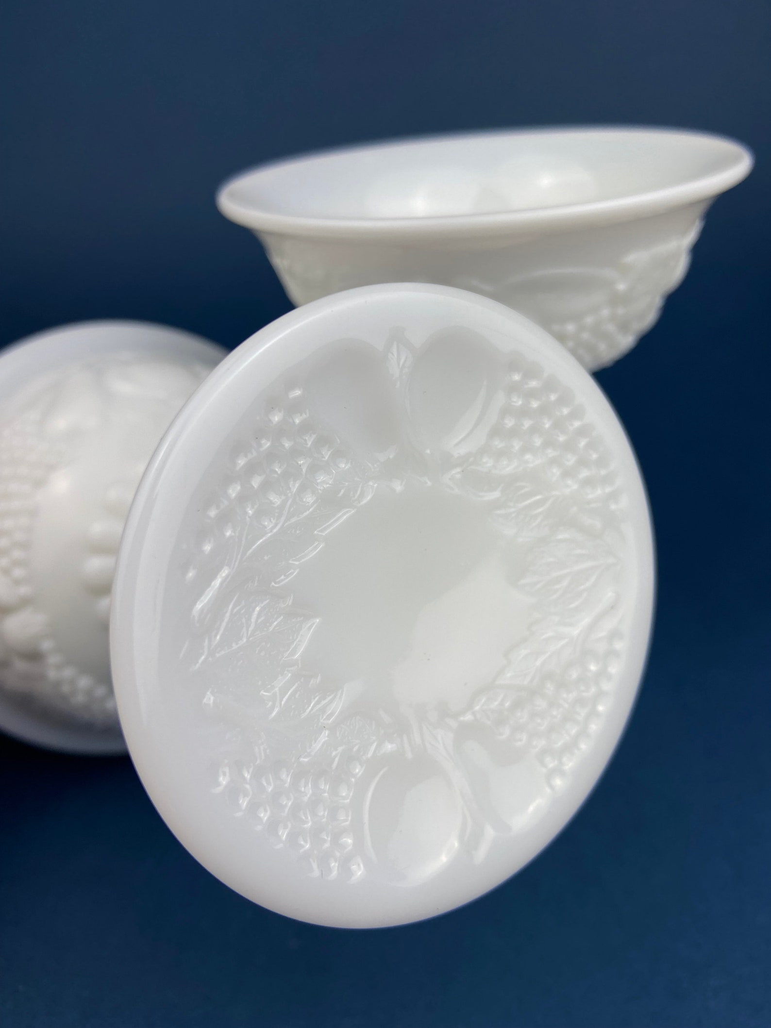 Vintage Milk Glass Goblets. Set of Six Footed Glasses With Etsy