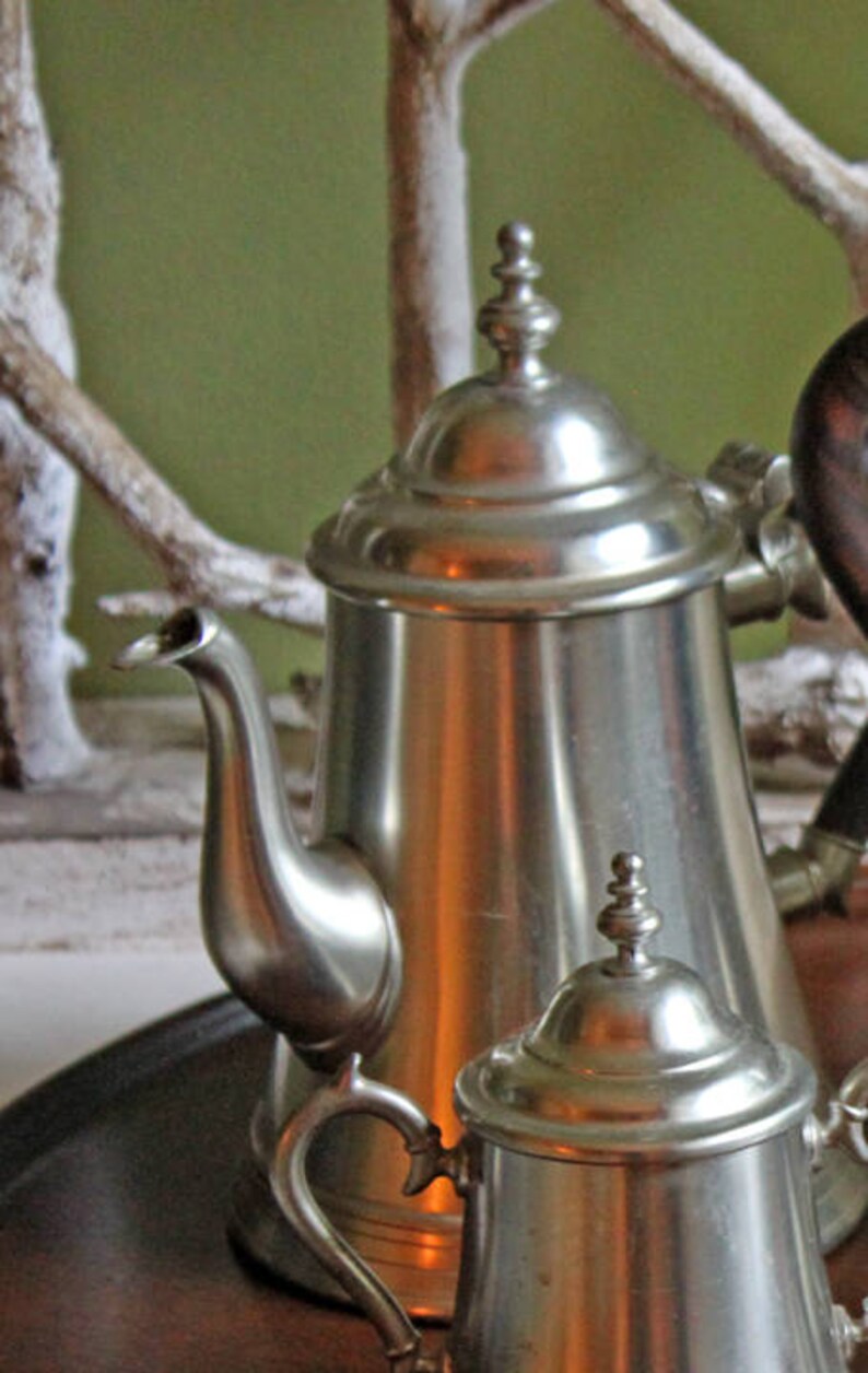 Vintage Pewter Serving Set. Teapot /coffee Pot / Creamer / Etsy