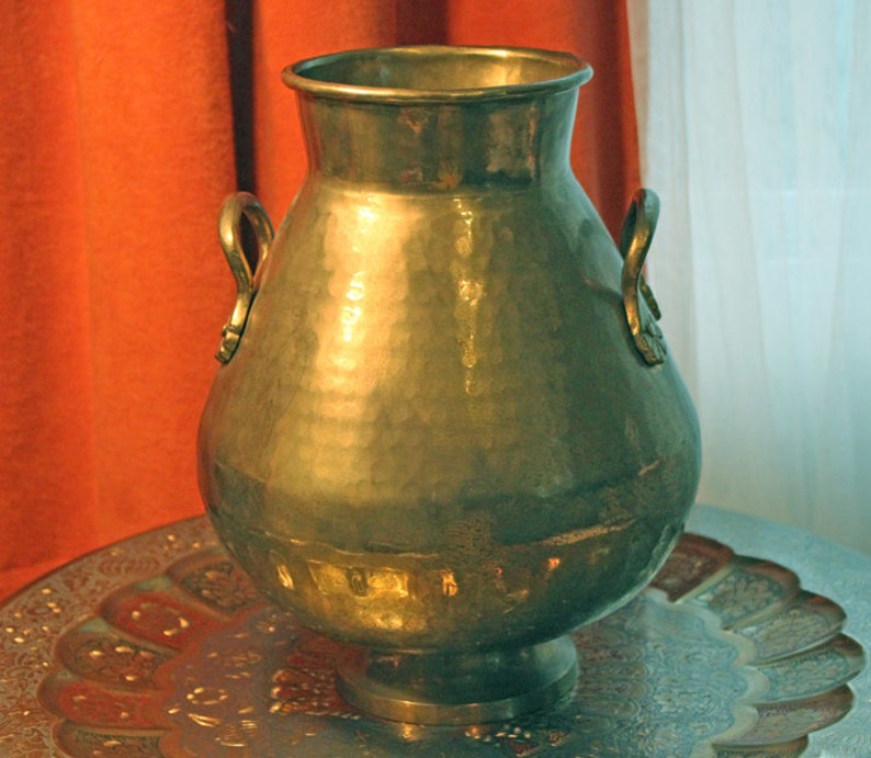 Vintage Brass Urn Vase With Handles. Solid Brass Tall Vase Etsy
