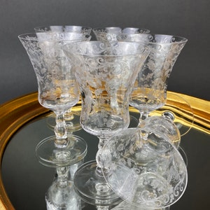 Chantilly by Cambridge Wine Glasses. Juice/Water/Wine Goblets. Set of Six Crystal Stemware. Vintage Collectible Glasses. image 1