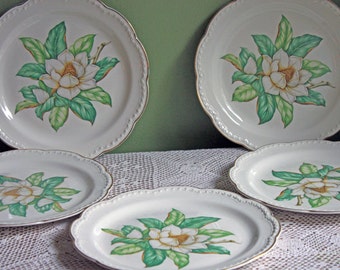 Antique Cake Platter / Dinner Plate / Wall Decor Plate by Stetson. Camille Pattern Platter /Dinner Plate with White Flower in Center.