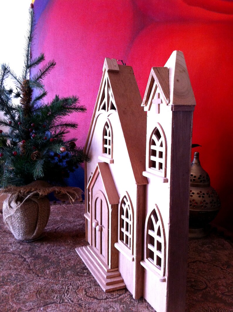 Fun Project for Mother and Children. DIY Christmas Decoration Large Wooden Church Wooden Church Wood Building Ready to be Painted