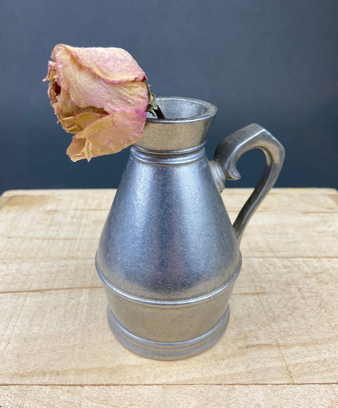 Vintage Pewter Pitcher. Small Collectible Jug or Rustic Flower