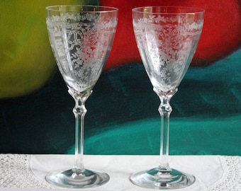 Antique Fostoria Crystal Wine Glass June Etch