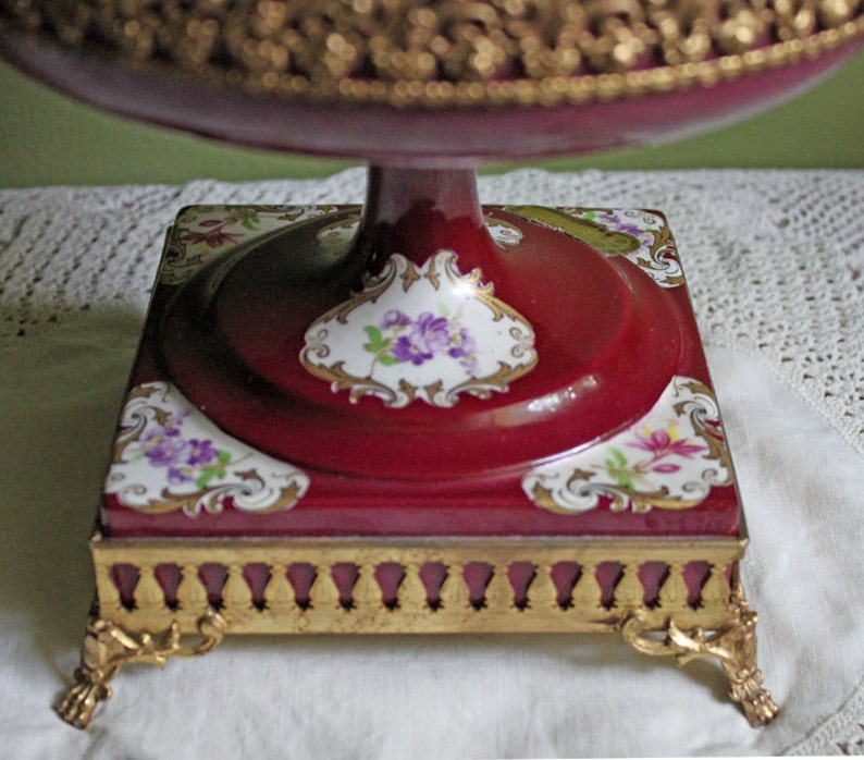Antique Limoges Porcelain Footed Bowl. Pedestal Bowl with Hand Etsy