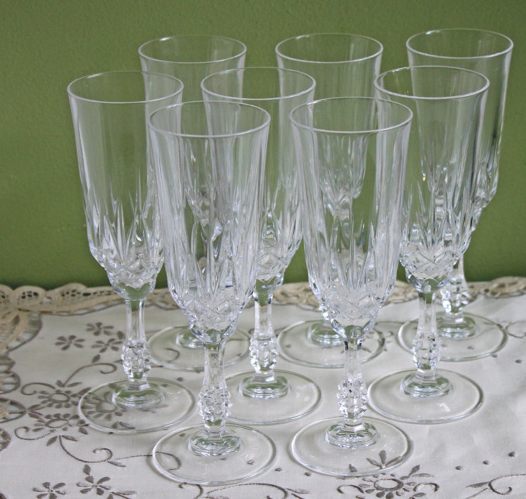 Vintage Crystal Glasses. Eight Crystal Glasses. Crystal Bar Ware. Fine