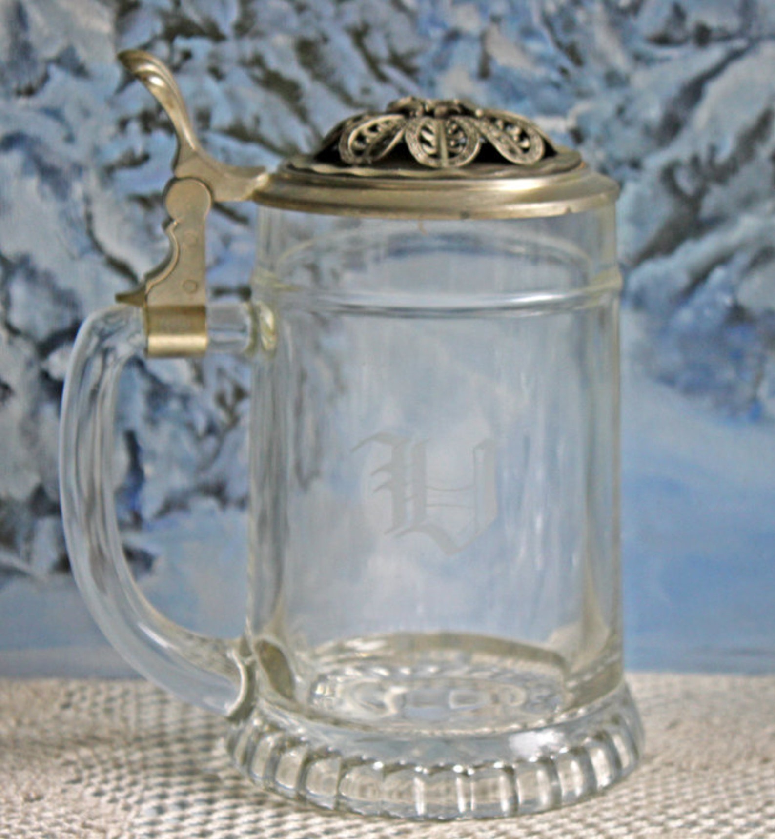 Beer Jug. Cut Glass Beer Jug with Pewter Handle and Lid. Etsy