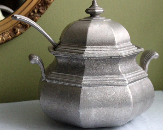 Antique Pewter Tureen With Ladle. Rare Finding Large Pewter Etsy