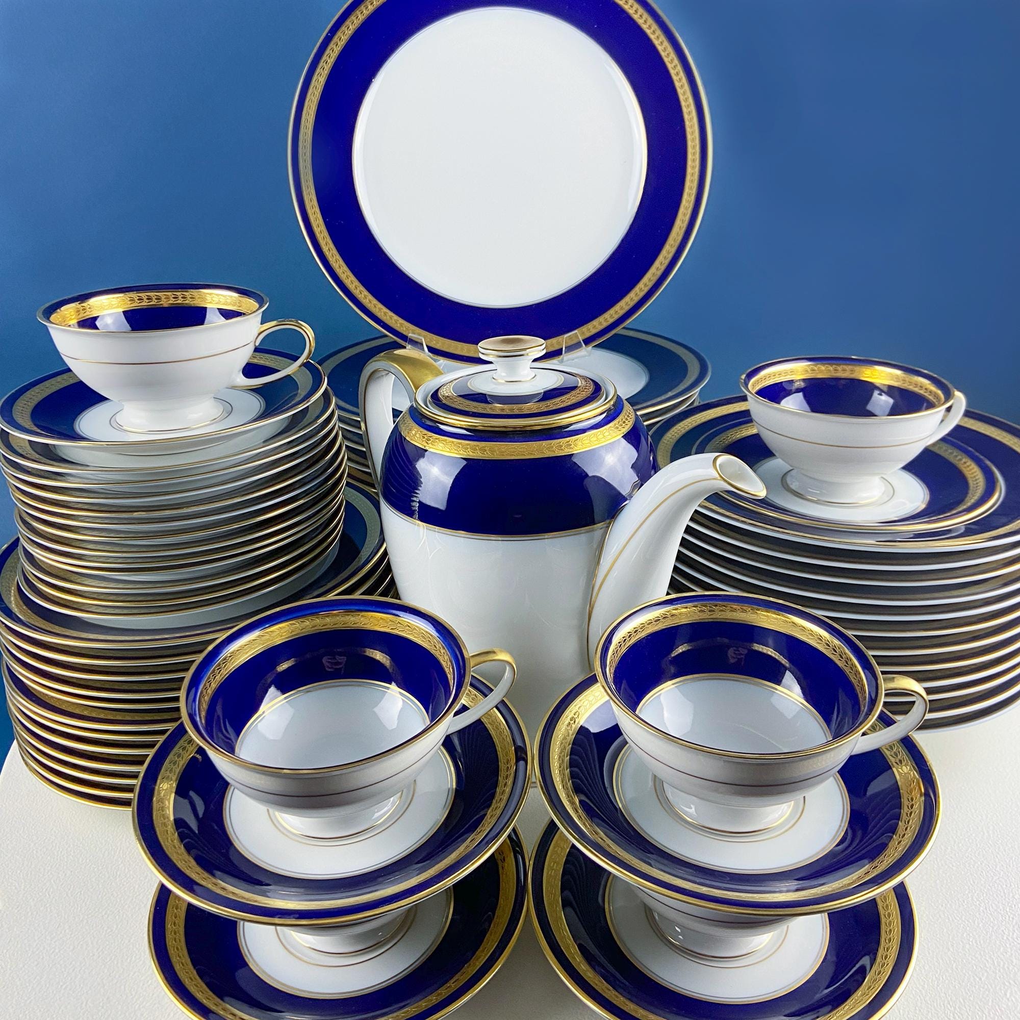 GOLDEN BLUE The DIAMOND 450ml 36.5% 韓国 Cobalt Blue and Gold Serving Dish Set Eminence Design by Rosenthal