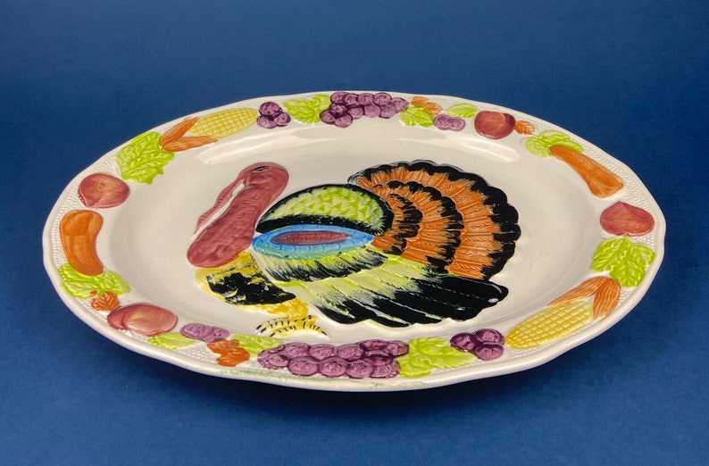 Large Turkey Serving Platter. Hand Painted Ceramic Serving Etsy