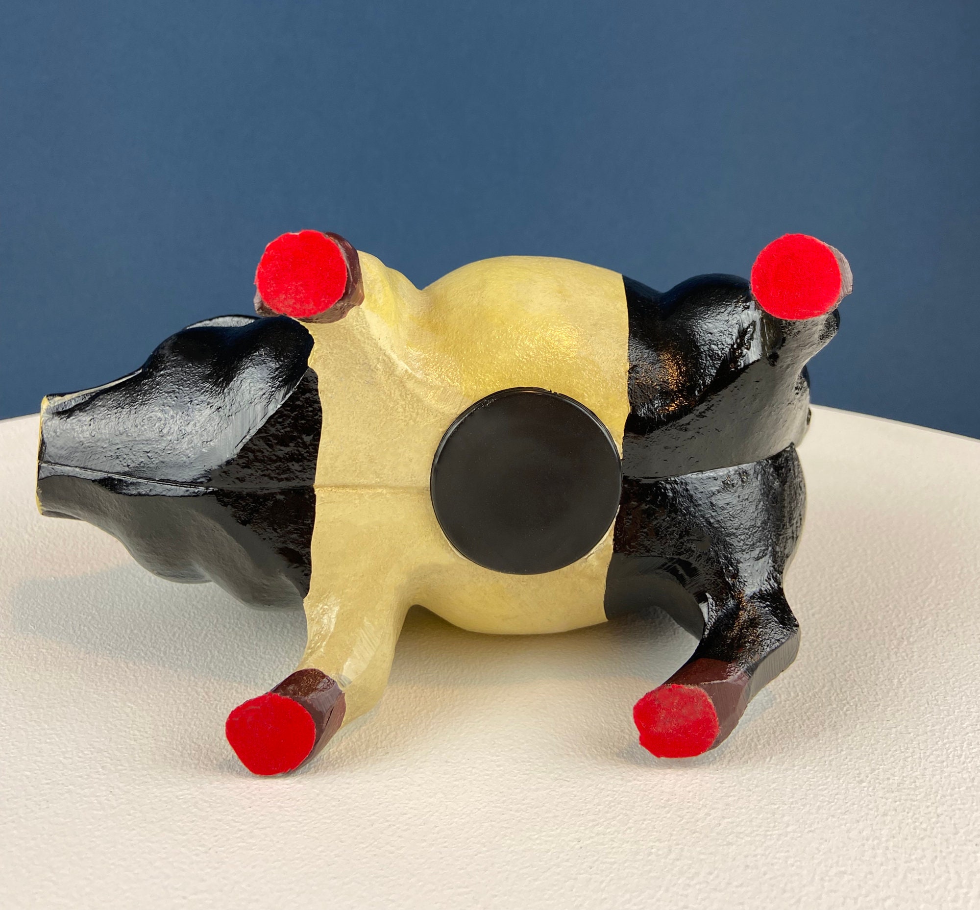 ヴィンテージ鋳鉄製貯金箱：黒と白の金属製豚の貯金箱 - Etsy 日本