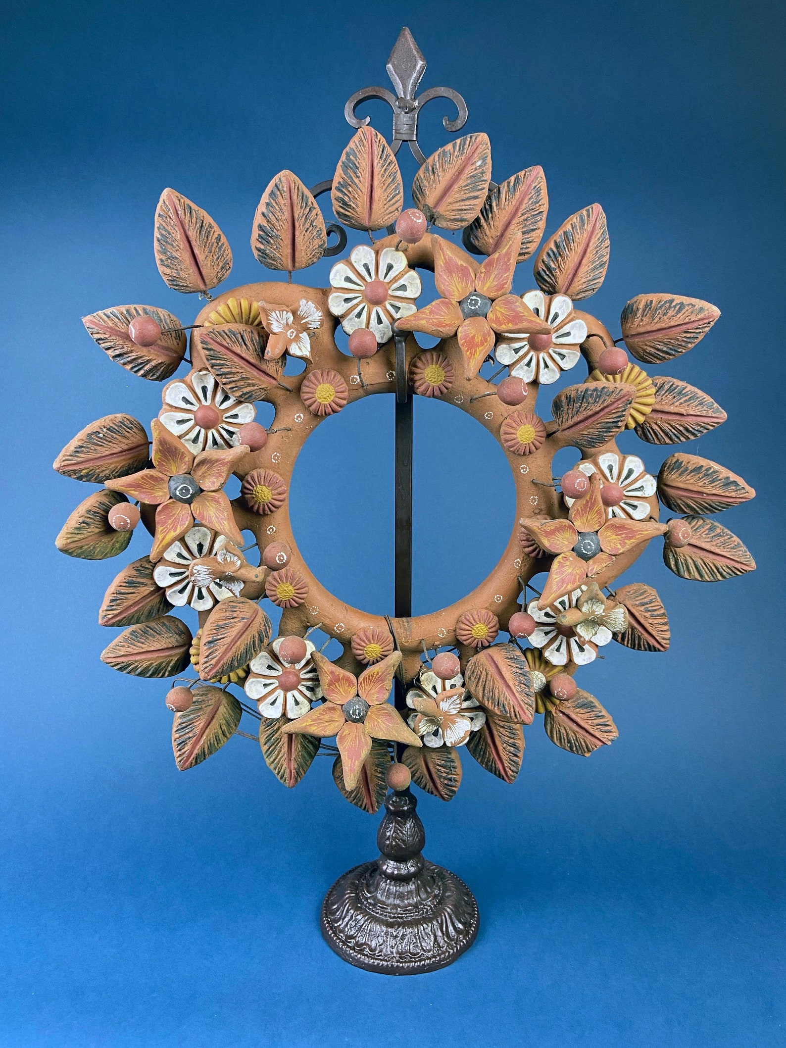 Adjustable Wreath Stand With Heavy Wrought Ornate Iron Base Etsy