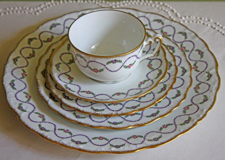 送料無料・名入れ彫刻 Royal Limoges iena France 洋食器セット計7点