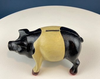 ヴィンテージ鋳鉄製貯金箱：黒と白の金属製豚の貯金箱 - Etsy 日本