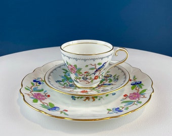 Vintage Aynsley Tea Set Trio: Pembroke Birds & Flowers, Made in England