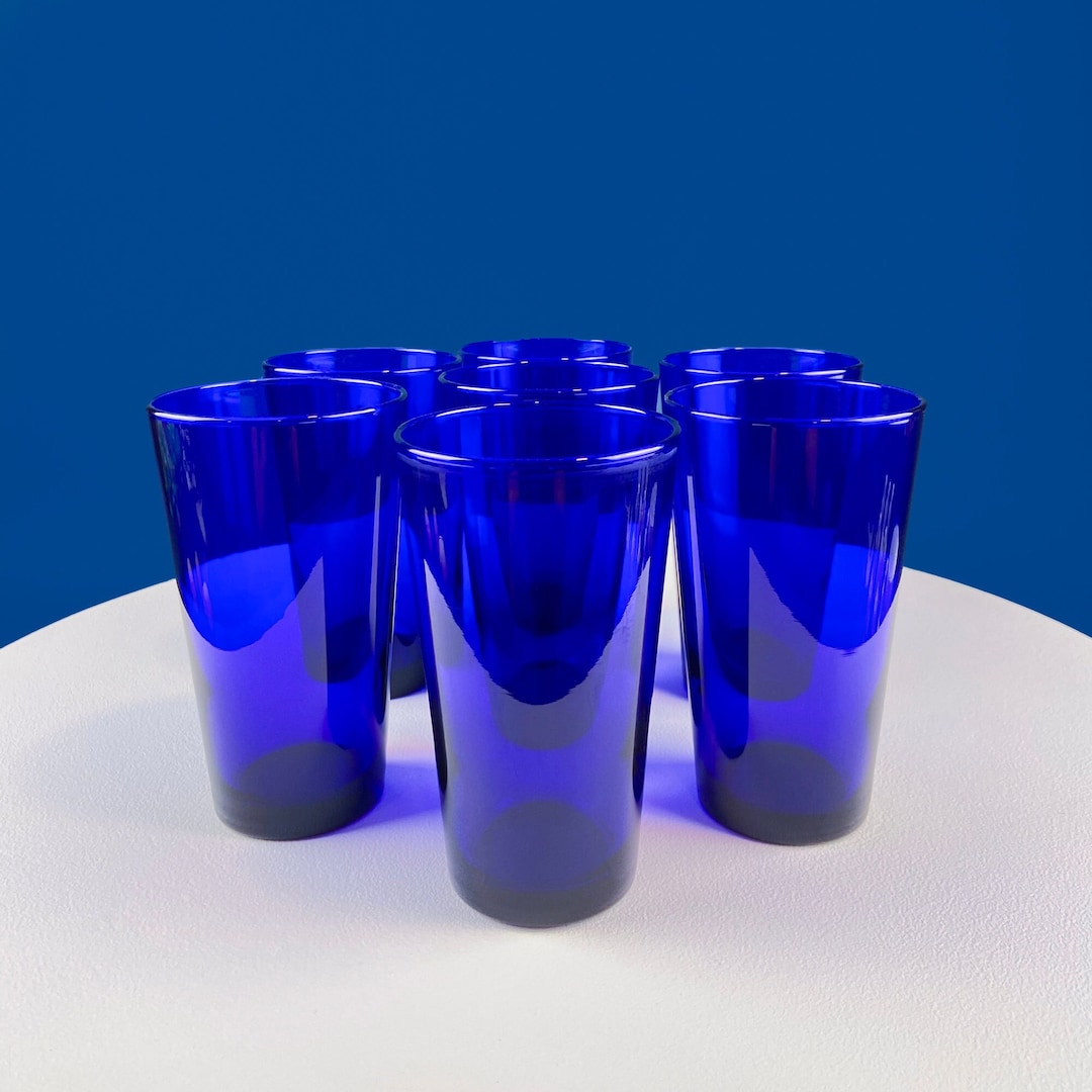 Cobalt Blue Tumblers: Set of 6 Minimalist Glasses - Etsy