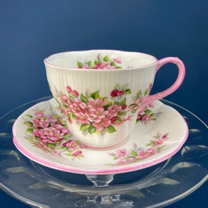 Royal Albert Tea Cup and Saucer. Blossom Time Series, Apple Blossom. Highly Collectible. Dining Room Decor. Gift for Him Her Tea Lover.