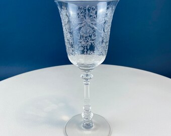 Heisey Wine Goblets. Set of 7 Orchid Pattern Etched Crystal