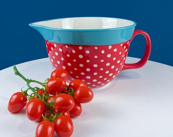 Batter Bowl Mixing Bowl - Red White Blue Dotted Overside Cup