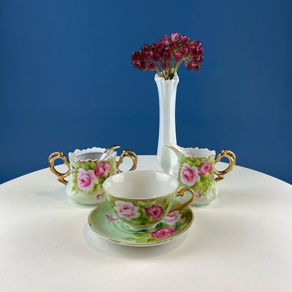 Lefton Hand-painted Tea Set: Roses Motif, Sugar Bowl - Etsy