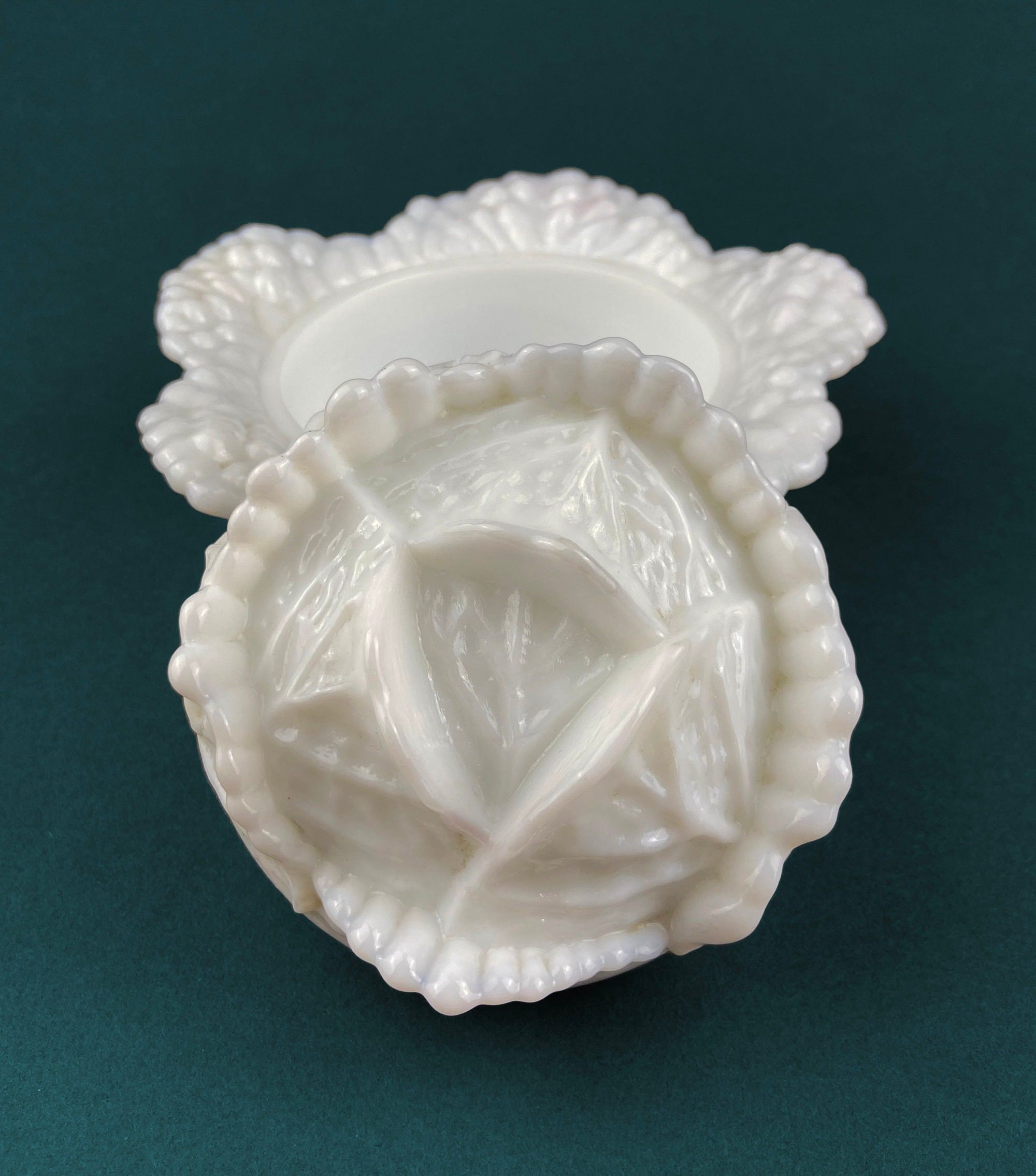Milk Glass Cabbage Shaped Dish. Westmoreland Bowl With Lid. Etsy