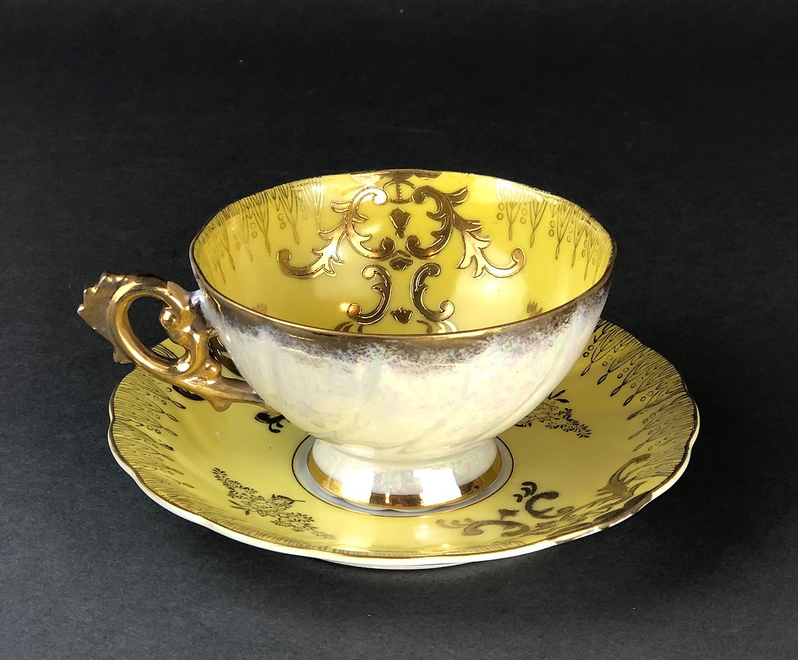 Antique Cup and Saucer Set by Royal Sealy China Japan. Yellow Etsy