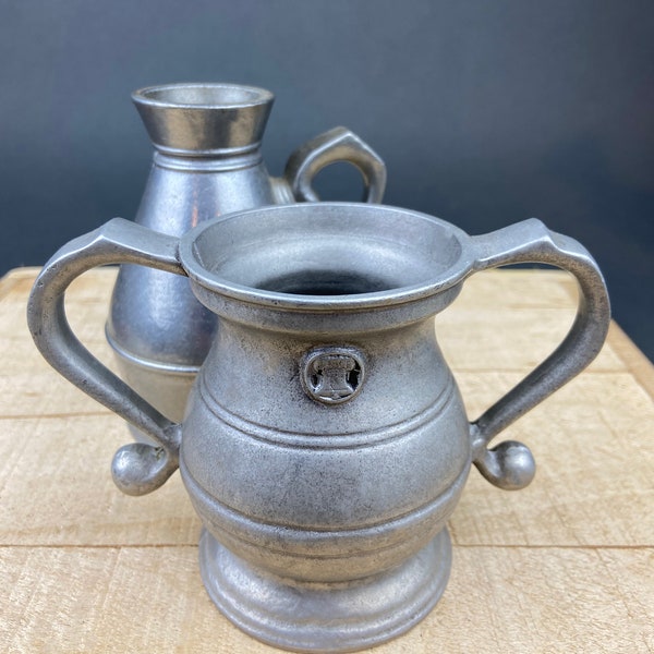 Vintage Pewter Sugar Bowl or Vase. Collectible, Home, Restaurant Decor. Film, Food Styling Prop. RWP USA. Rustic Home Decor. Gift for Him.