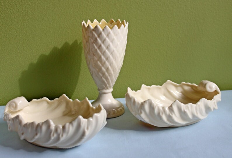 Antique Belleek Footed Vase. Cream Color Beautiful Porcelain. Etsy