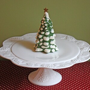 Cake Stand. Milk Glass Footed Cake Stand or Platter with Grapes and Leaves Pattern. Cake Stand with Harvest Pattern on Rim and Foot.