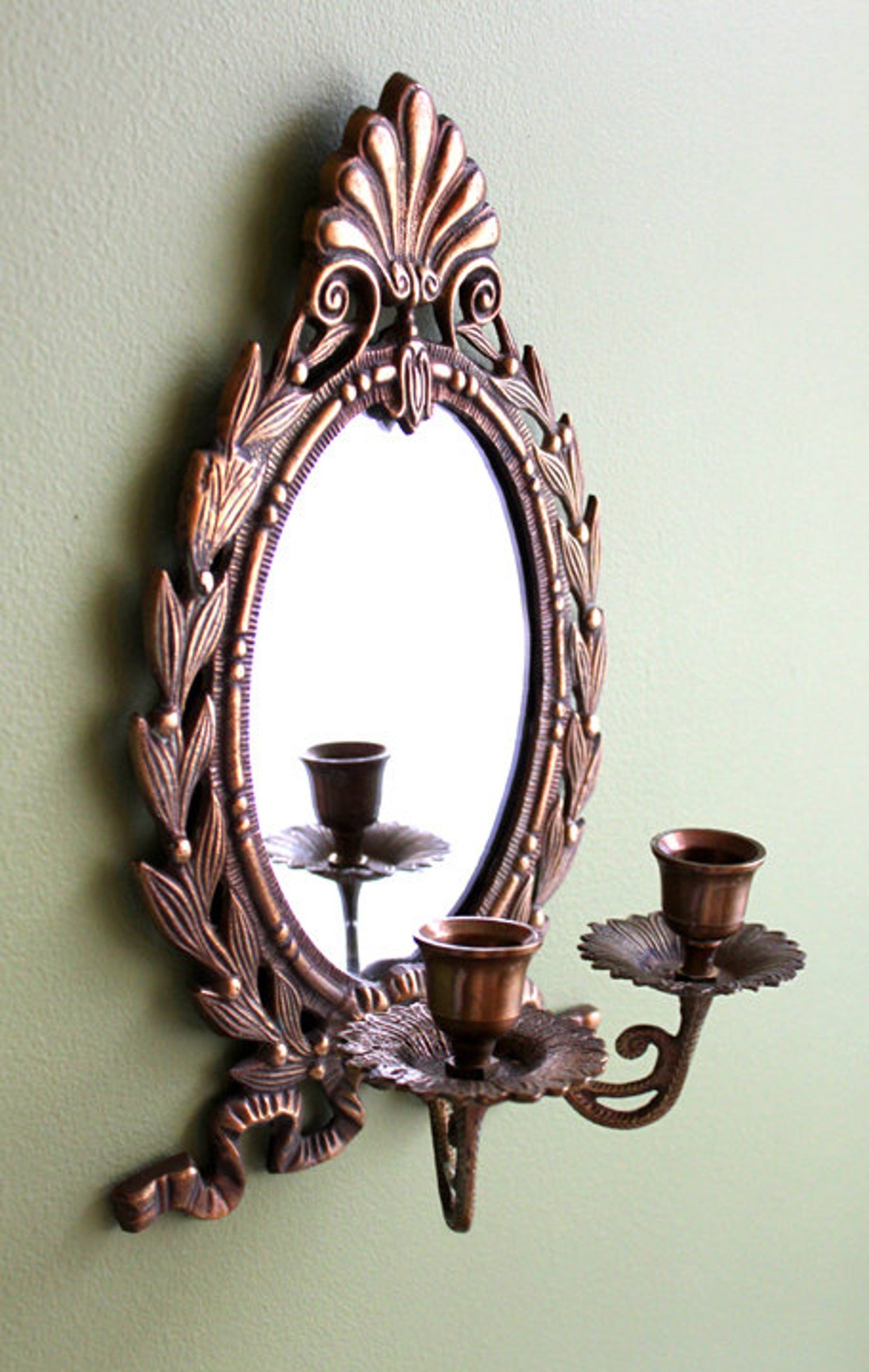 Wall Candle Holder With Oval Mirror. Wall Candle Holder With Etsy