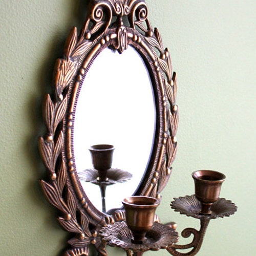 Wall Candle Holder With Oval Mirror. Wall Candle Holder With Etsy