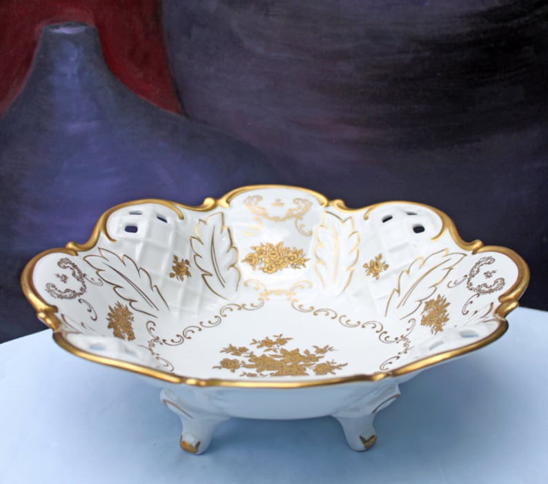 Antique Rosenthal Bowl. Footed Porcelain Bowl With Scalloped Etsy