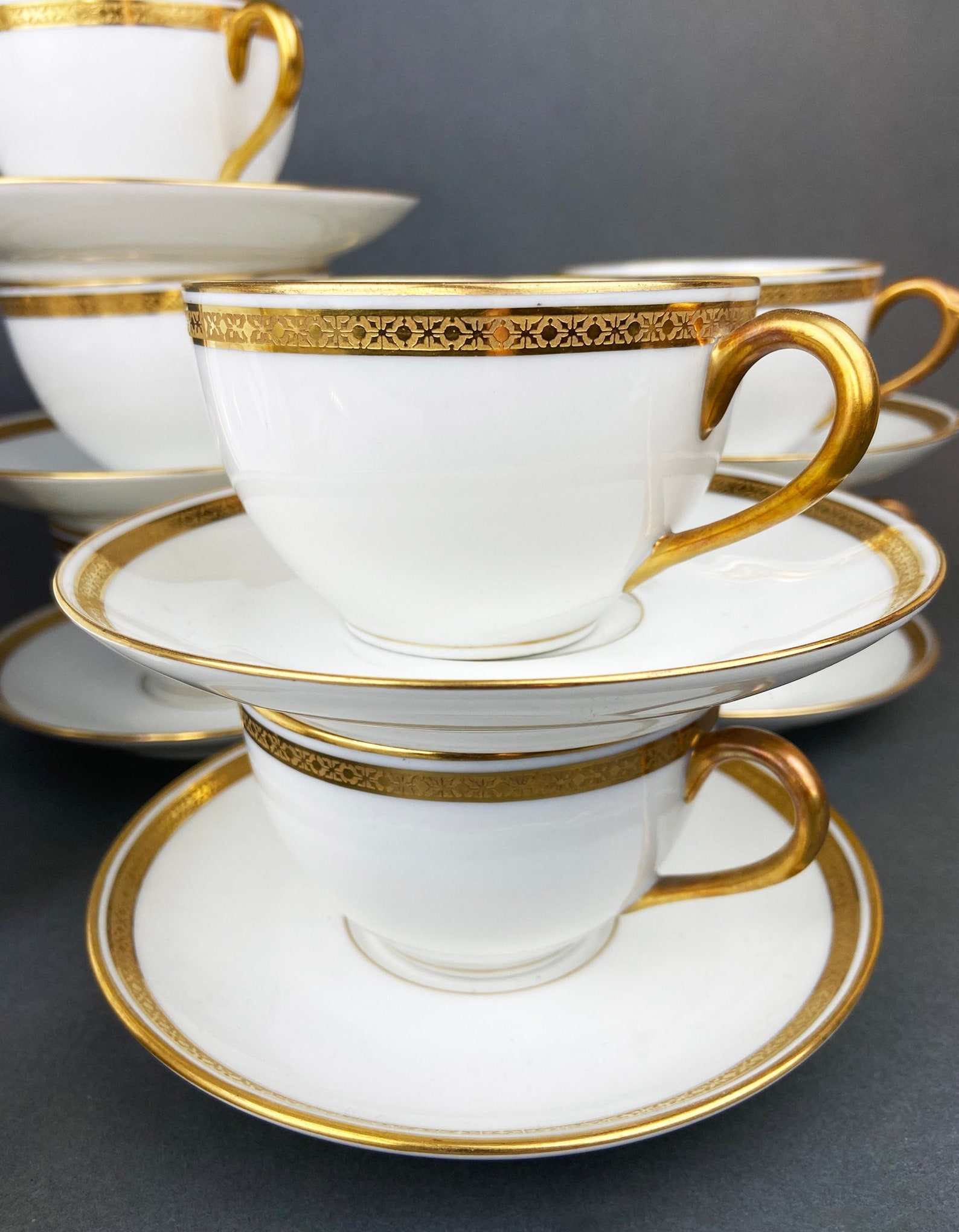 Antique Limoges Porcelain Tea Set. Set of Six Wedding Band Etsy