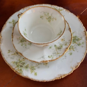 Juego de taza, platillo y plato antiguos de Haviland Limoges.