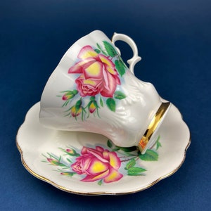 Vintage Tea/Coffee Cup and Saucer.  Royal Albert Sweetheart Roses &quot;Anne&quot;. Fine Bone China Made in England.