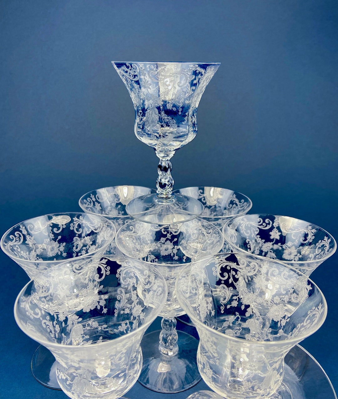 Sweet Wine Glasses Chantilly by Cambridge. Fruit or Oyster Cocktail