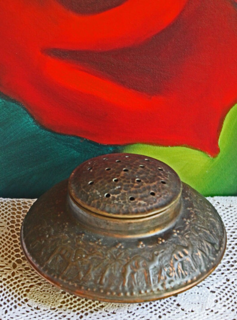Antique Copper Large Incense Burner. Hand Pounded Copper Bowl Etsy