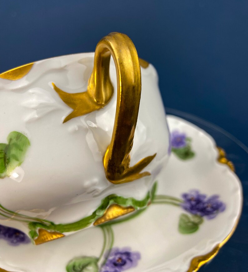 Antique Limoges Tea Cup and Saucer. Handpainted Porcelain by Etsy