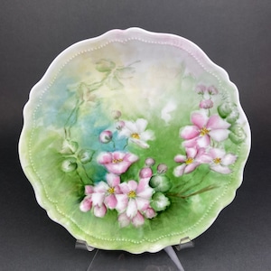 Decorative Plate by Royal Austria. Hand Painted Tea Roses on Fine Bone Serving China. Cabinet Display Plate.