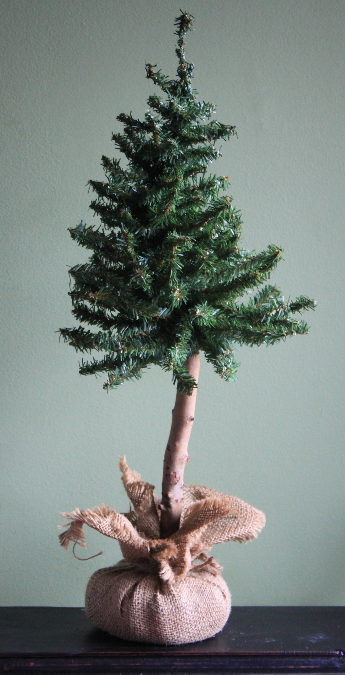 Faux Christmas Tree in Burlap. Rustic Style Tree. Etsy