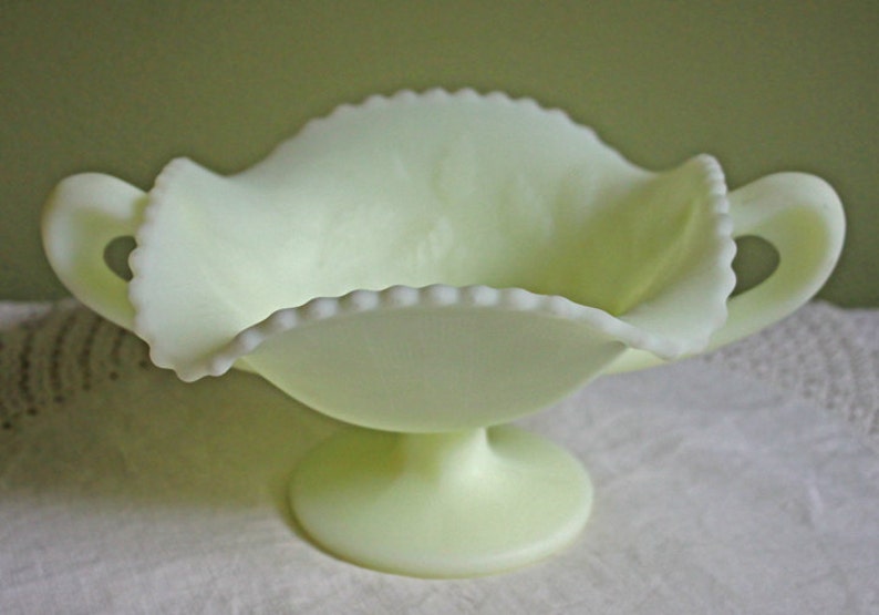 Fenton Custard Milk Glass Bowl With Handles and Scalloped Etsy
