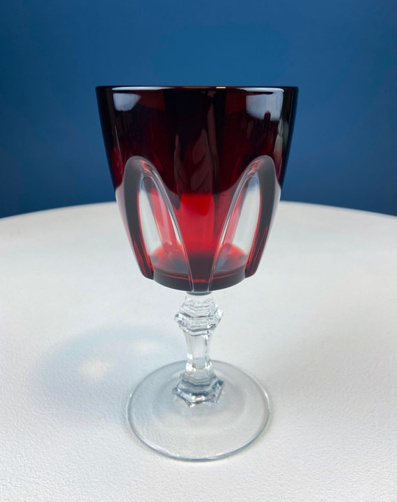 Vintage Red to Clear Sweet Wine/cordial Glasses. Cristal D'arques