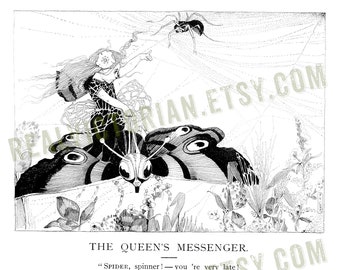 Printable Vintage Children's Nature Poem Instant Download: The Queen's Messenger | Framed Poetry, Graphic Design, Papercrafts, Scrapbooking