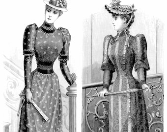 Printable Vintage Art Instant Download: Victorian Ladies Preparing to Leave (Set 1) | Altered Art, Graphic Design, Papercrafts, Scrapbooking