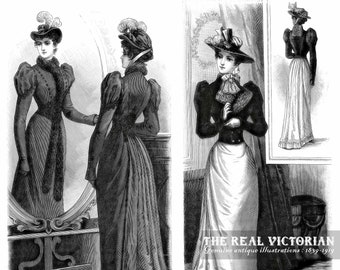 Printable Vintage Art Instant Download: Victorian Ladies with Reflections (Set 1) | Altered Art, Graphic Design, Papercrafts, Scrapbooking