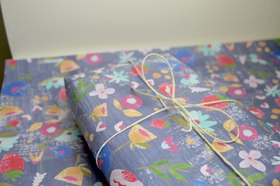 Modern floral collage gift wrap single sheet of A2