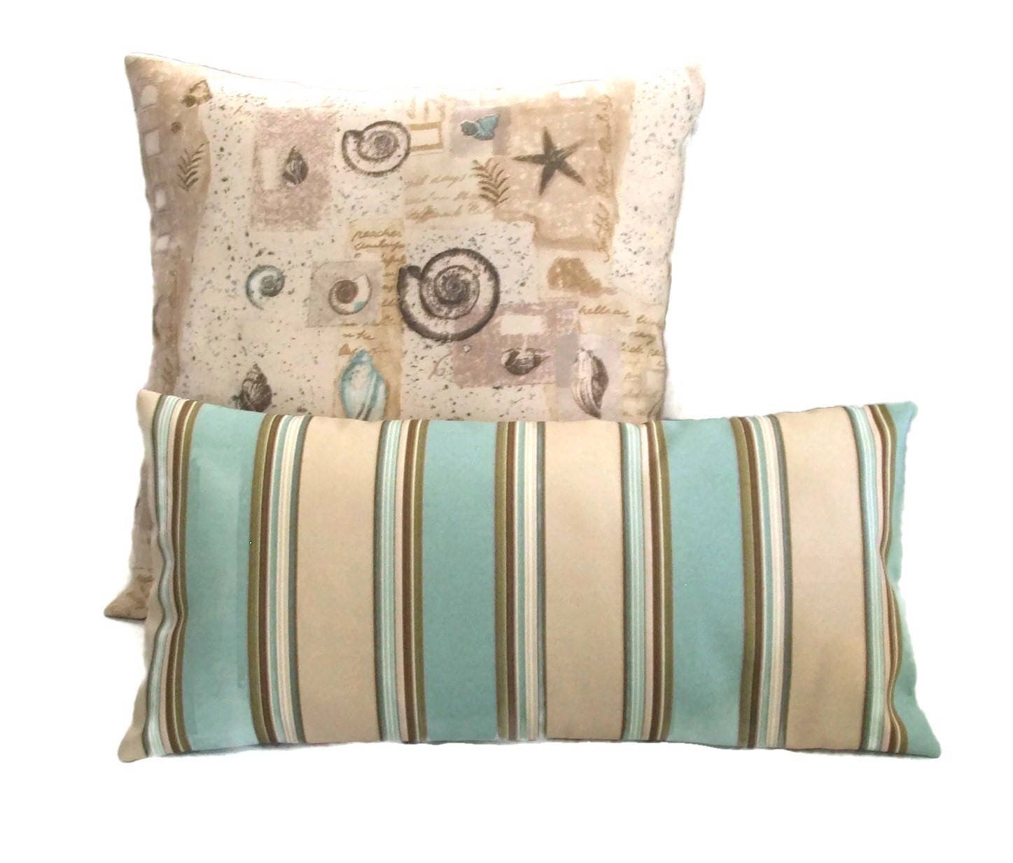 Indoor/Outdoor Pillow Cover Set In Beige Brown And Turquoise Etsy