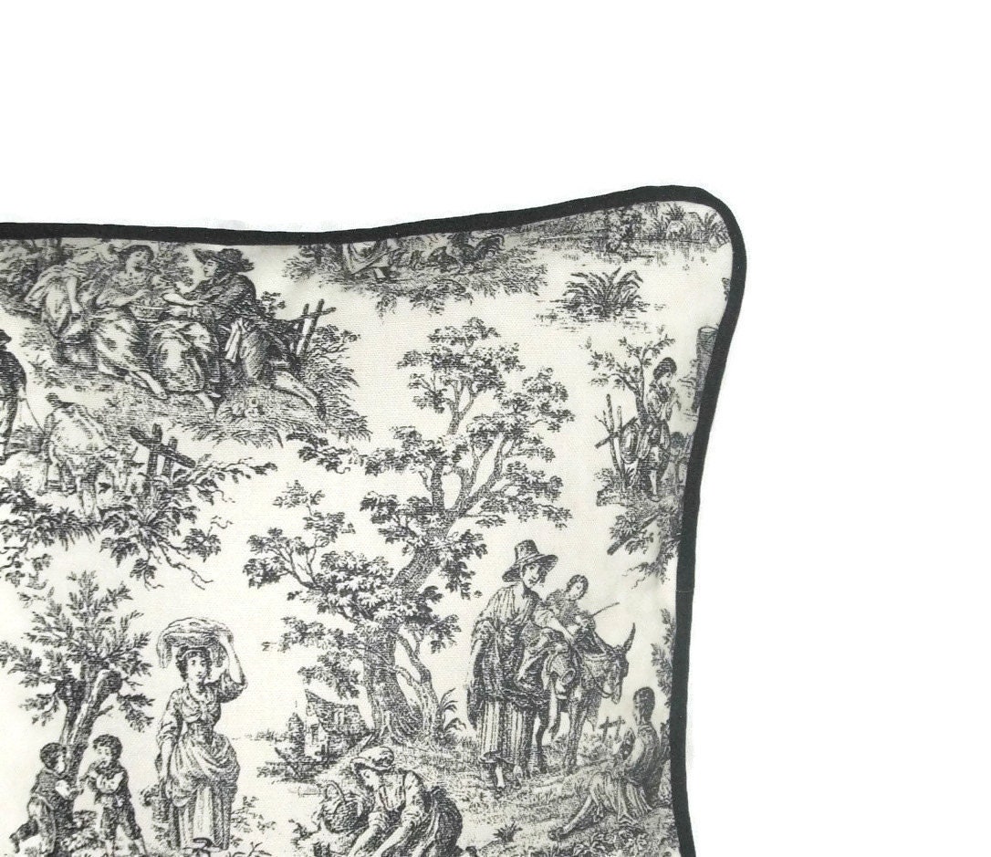 Pillow Cover Black and White Toile Pillow Cover With Black Etsy Australia