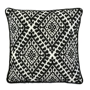Pillow Cover, Black and White Pillow Cover, Black Piping, Boho Design, Geometric Throw Pillow Cover, Black and White Pillow Cover